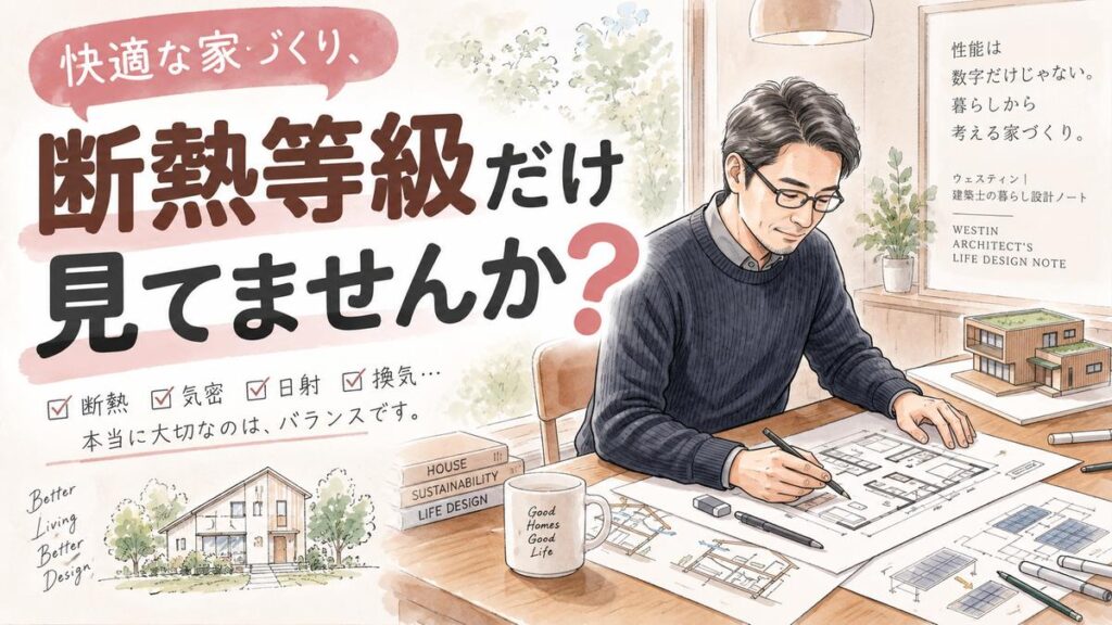 省エネ住宅の設計図面を建築士が確認している様子
