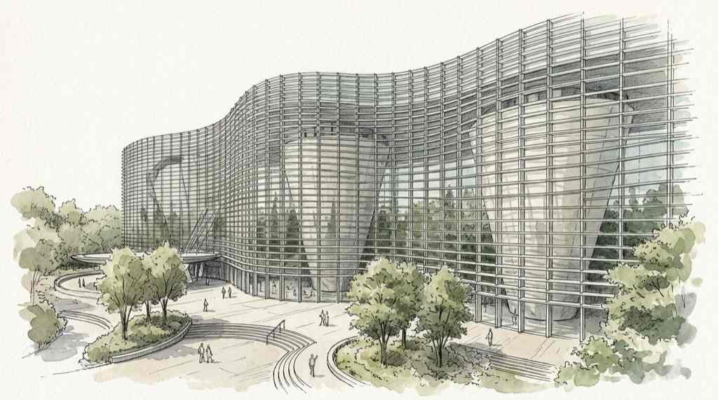 国立新美術館のおすすめ建築見学ルートを歩く来館者の視点